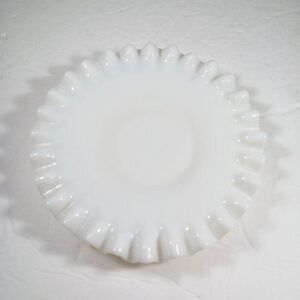 FENTON Hobnail 6" Saucer Milk Glass Ruffled Edge